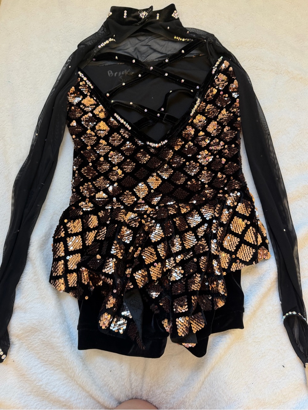 Black & Gold Costume Dress with Sequin - girls dance